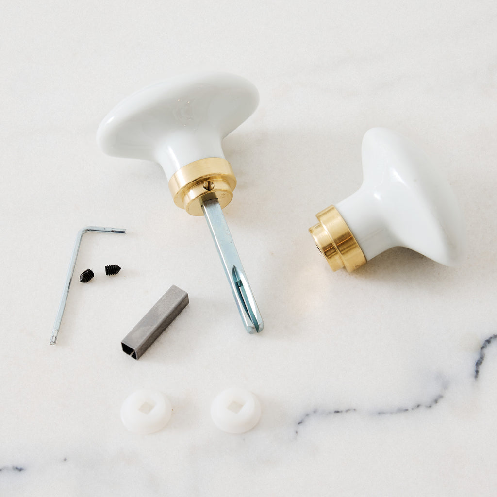 Lot de 2 poignées de porte ovales en porcelaine