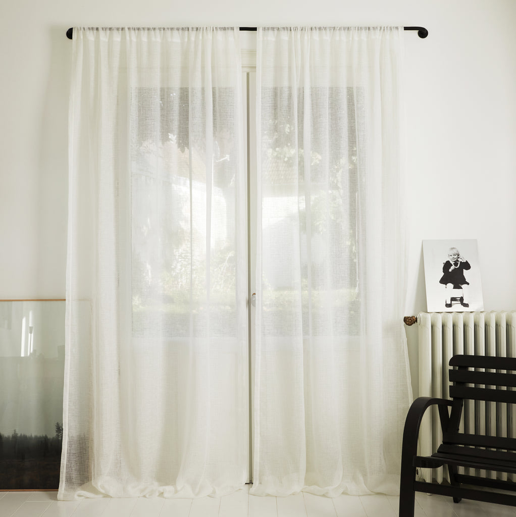 Rideau en voile de lin Carreaux