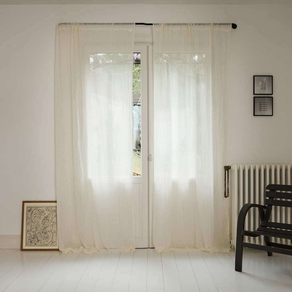 Rideau losanges en voile de lin