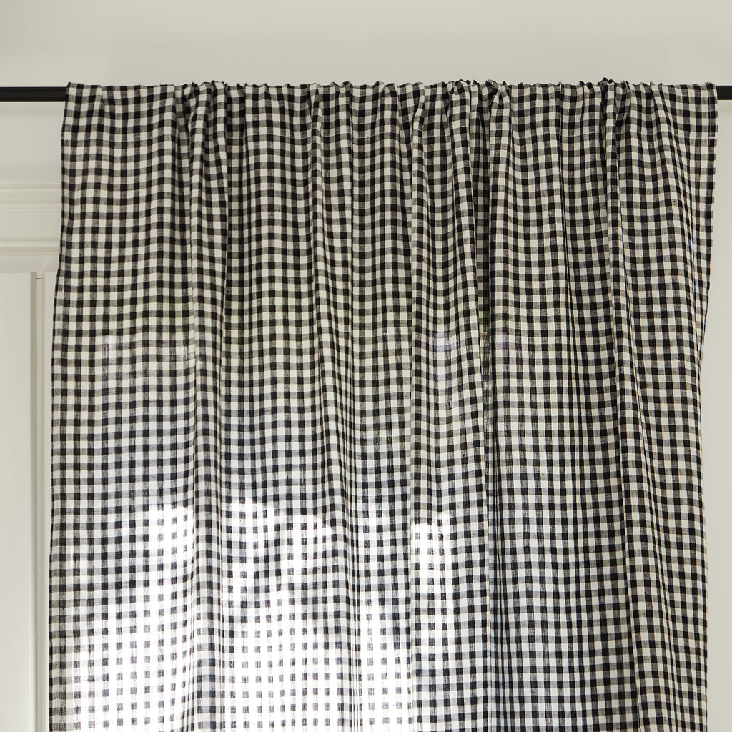 Rideau en lin Vichy noir