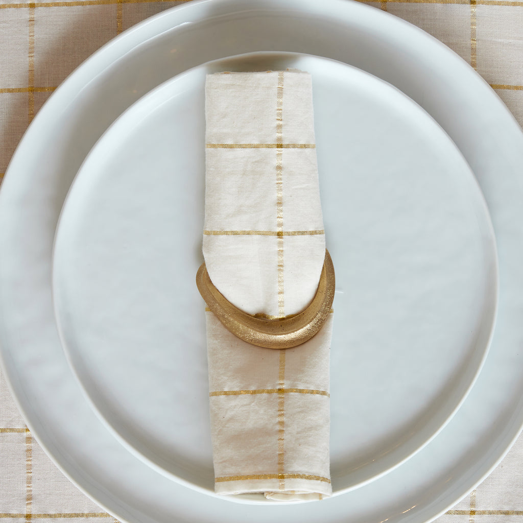 Nappe ou serviettes à carreaux, fil lurex