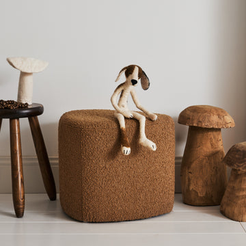 Tabouret bouclette ocre ou caramel