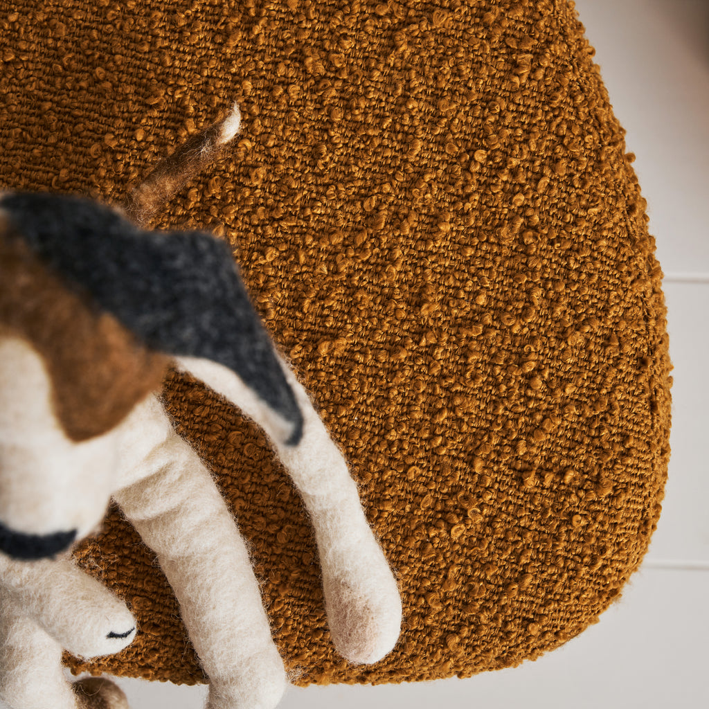 Tabouret bouclette ocre ou caramel