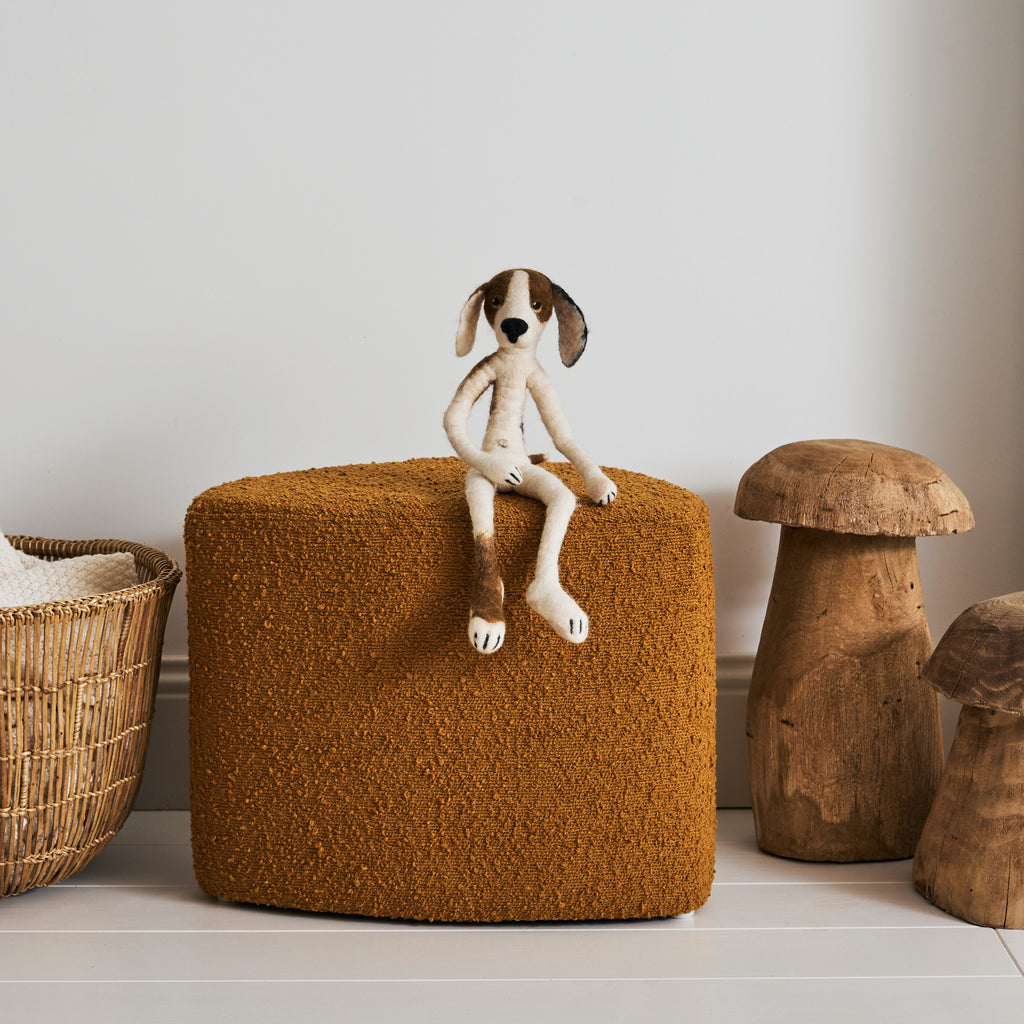 Tabouret bouclette ocre ou caramel