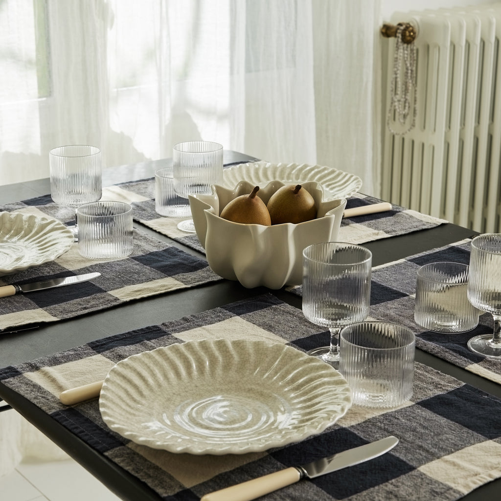 Lot de 6 set de table carreaux marine