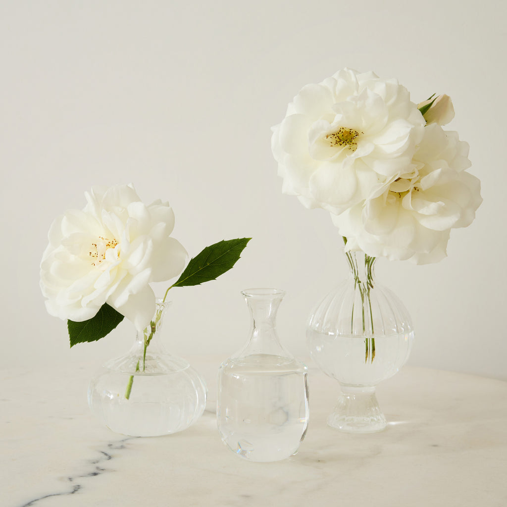 Lot de 3 soliflores en verre