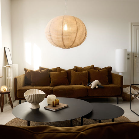Suspension ovale en tissu beige