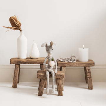 Petit tabouret en bois Vintage