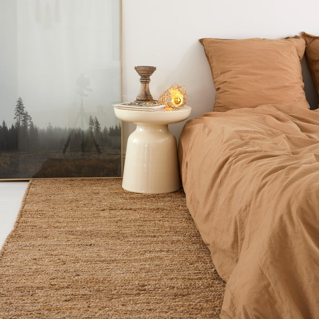 Long tapis tressé en chanvre nature