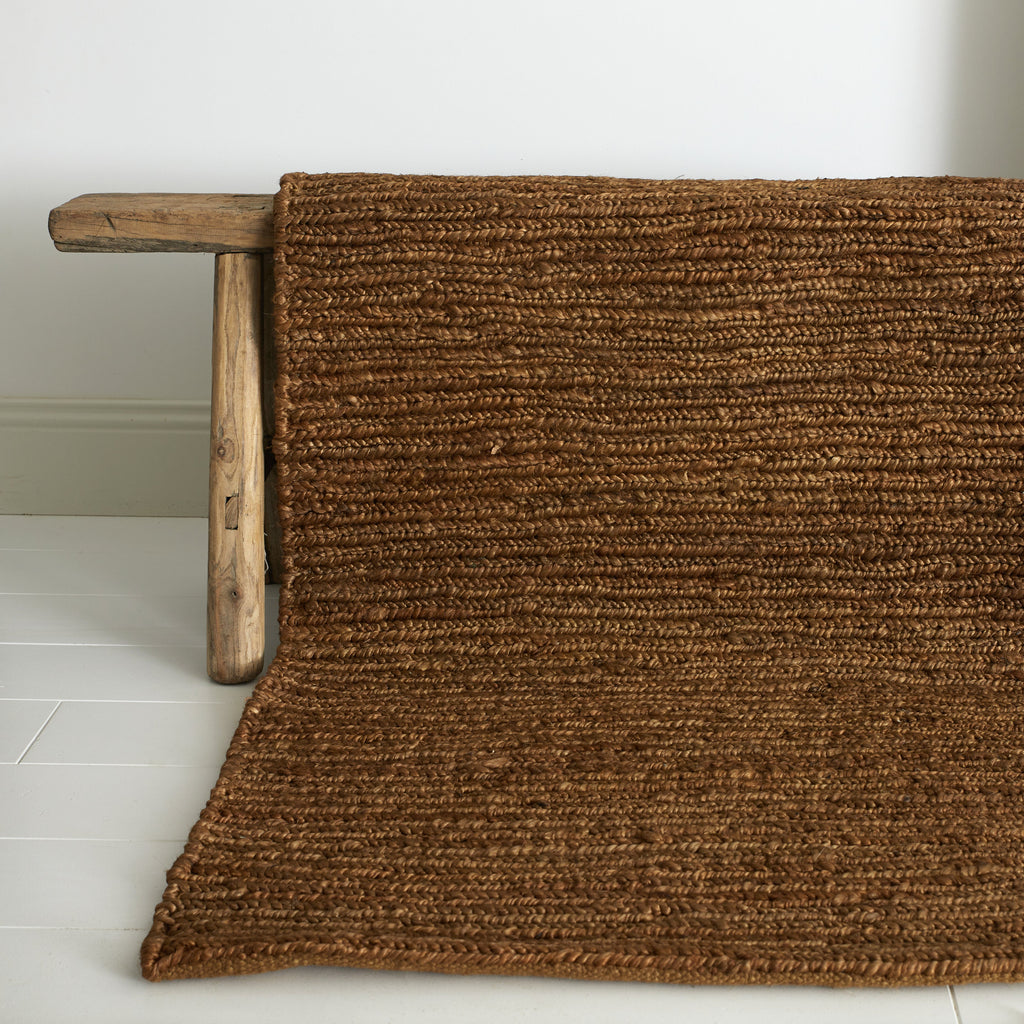 Long tapis tressé en chanvre Café