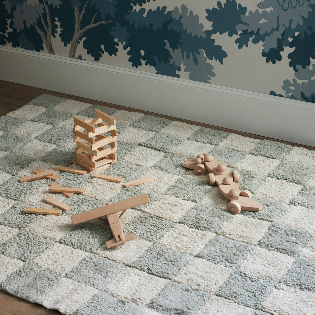 Tapis à carreaux Bleu vert