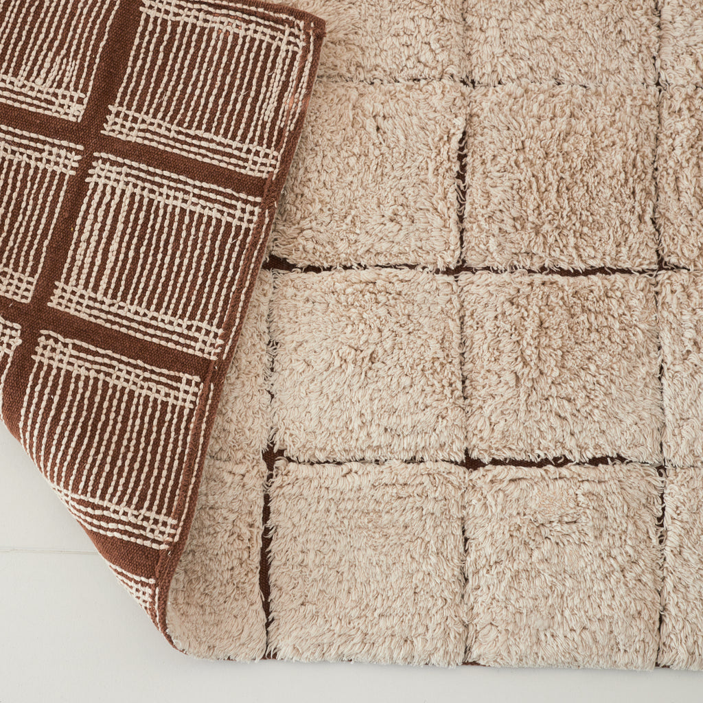 Tapis à carreaux Crème