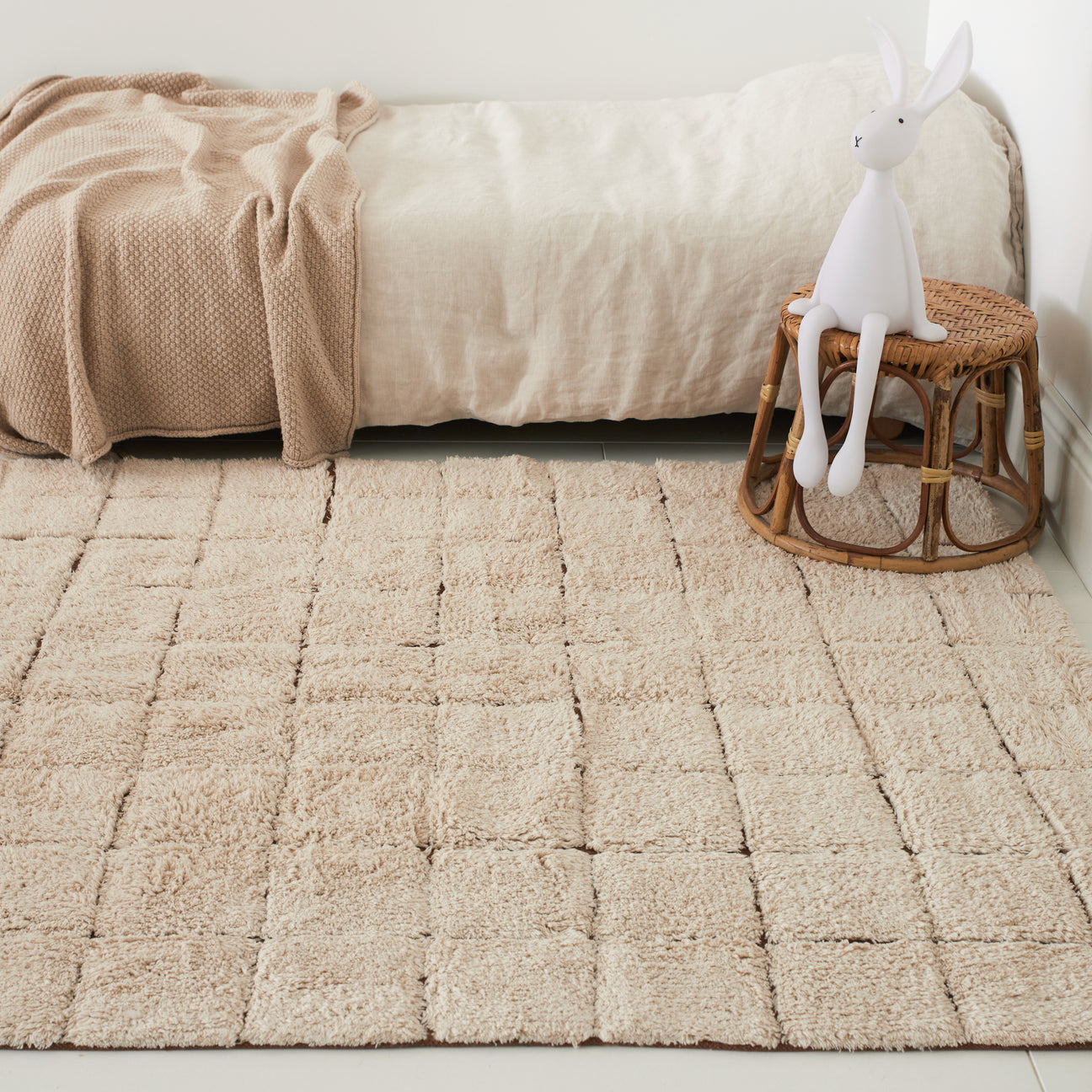 Tapis à carreaux Crème