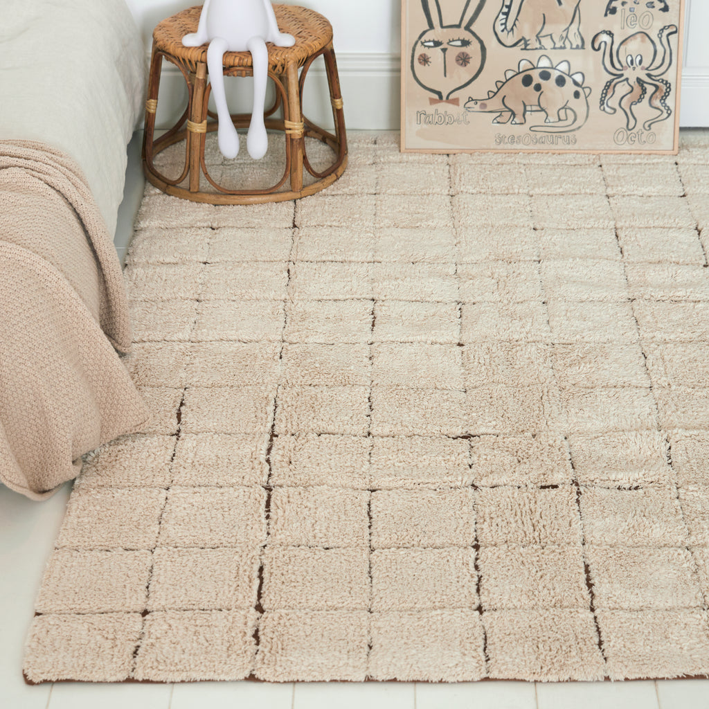 Tapis à carreaux Crème