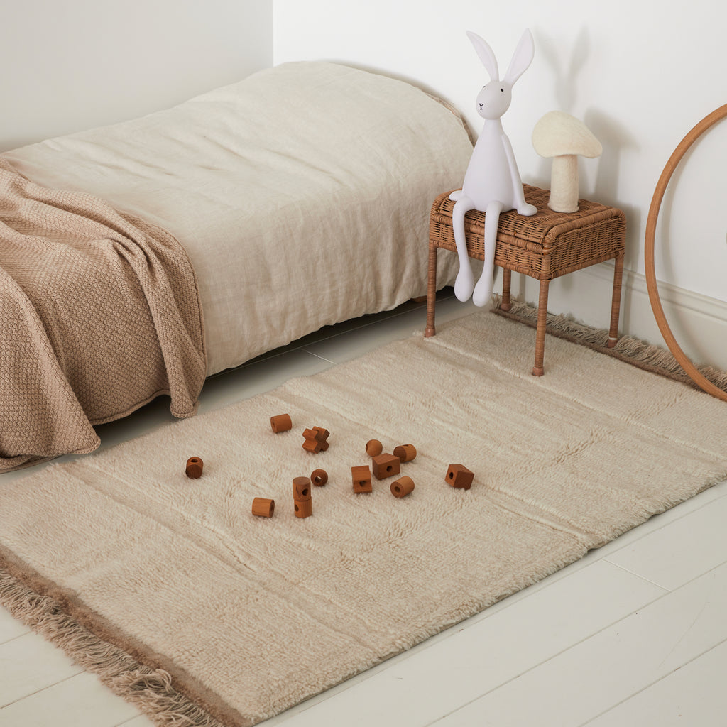 Petit tapis laine frange