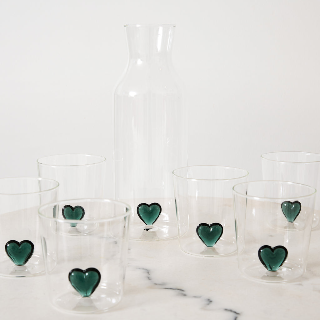 Verre ou carafe cœur