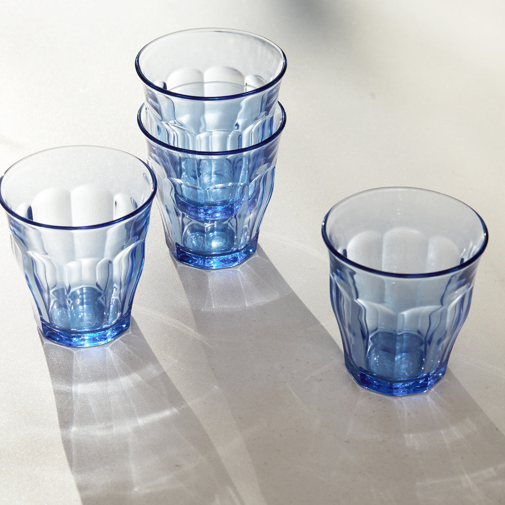 Lot de 4 verres à eau rétro bleu