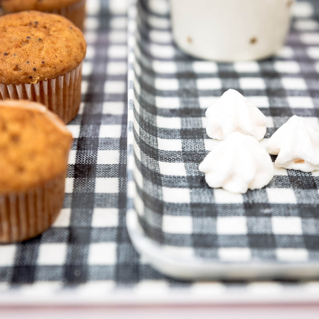 Plateau en lin à carreaux Noirs