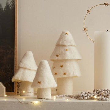 Lot de 3 Sapins en feutre Naturel