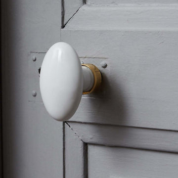 Lot de 2 poignées de porte ovales en porcelaine