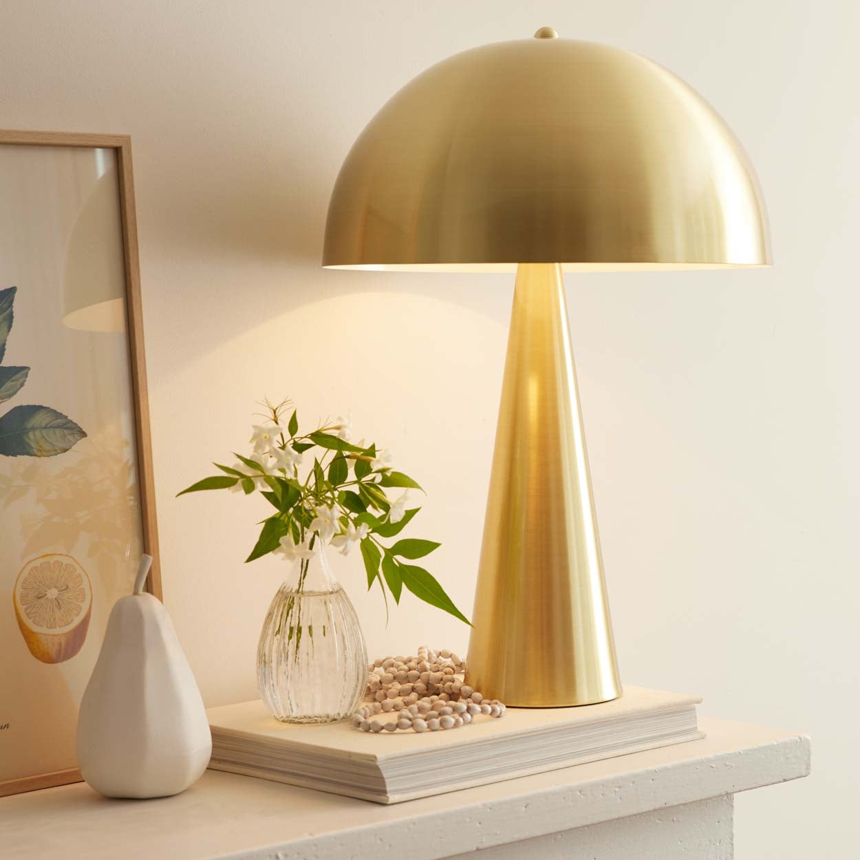 Lampe à poser Champignon dorée