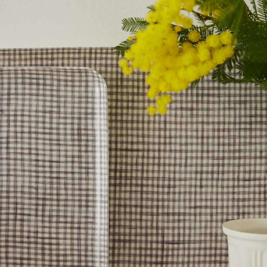Plateau en lin à petit carreaux
