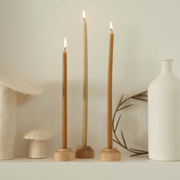 Lot de 3 bougeoirs en bois naturel